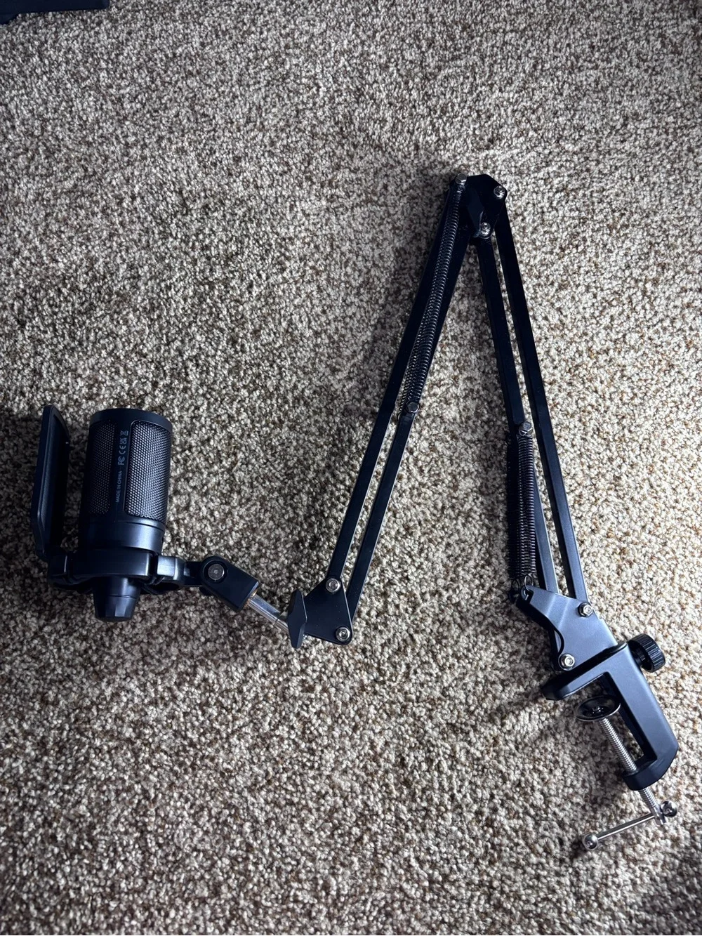 Professional Black Microphone with Adjustable Boom Arm